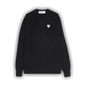 Comme des Garçons PLAY Heart V-Neck Sweater 'Black'
