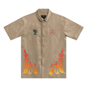 Cactus Jack by Travis Scott x Jordan Button Down Shirt 'Khaki/University Red'