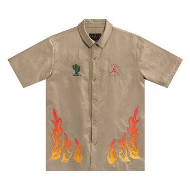 Cactus Jack by Travis Scott x Jordan Button Down Shirt 'Khaki/University Red'