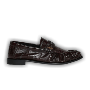 Saint Laurent Wmns Le Loafer Penny Slippers 'Burnt Brown Glazed Eelskin'