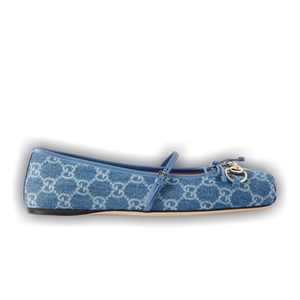 Gucci Wmns Horsebit Ballet Flat 'Blue Denim'