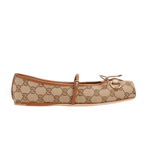 Gucci Wmns Horsebit Ballet 'GG Canvas - Beige Dark Brown'