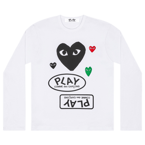 Comme des Garçons PLAY Multi Logo Long-Sleeve T-Shirt 'White'