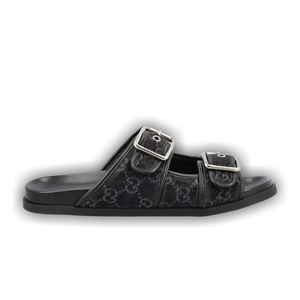 Gucci Slide Sandal With Buckles 'Black GG Denim'