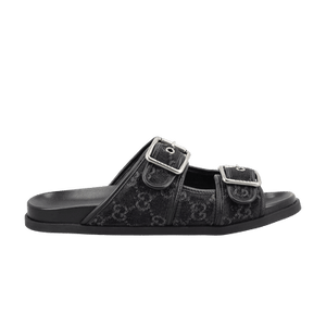 Gucci Slide Sandal With Buckles 'Black GG Denim'