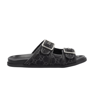Gucci Slide Sandal With Buckles 'Black GG Denim'
