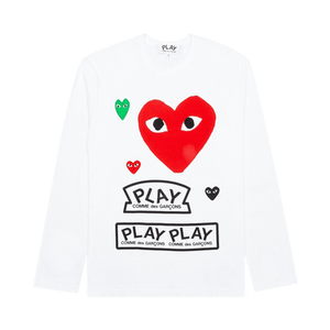 Comme des Garçons PLAY Red Multi Logo Long-Sleeve T-Shirt 'White'