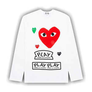 Comme des Garçons PLAY Red Multi Logo Long-Sleeve T-Shirt 'White'