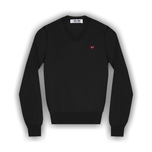 Comme des Garçons PLAY Red Heart Patch V-Neck Sweater 'Black'