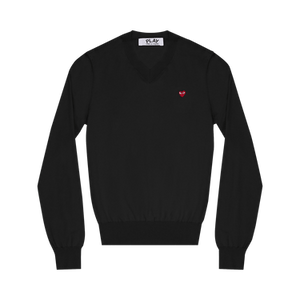 Comme des Garçons PLAY Red Heart Patch V-Neck Sweater 'Black'