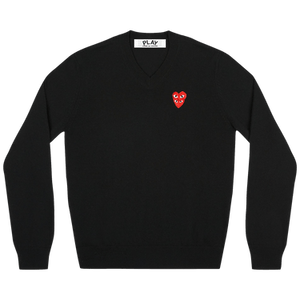 Comme des Garçons PLAY Double Heart V-Neck Sweater 'Black'