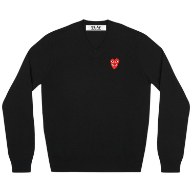 Comme des Garçons PLAY Double Heart V-Neck Sweater 'Black'