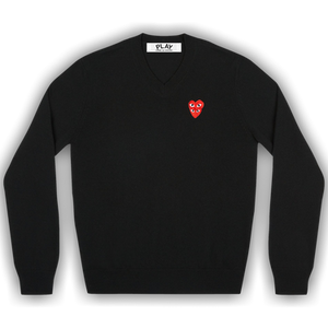 Comme des Garçons PLAY Double Heart V-Neck Sweater 'Black'