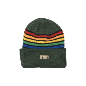 Pleasures Island Striped Beanie 'Green'