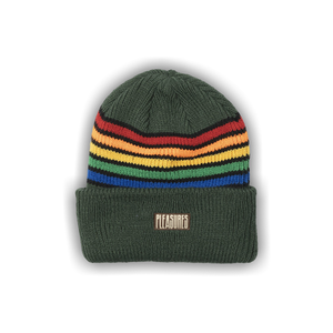 Pleasures Island Striped Beanie 'Green'