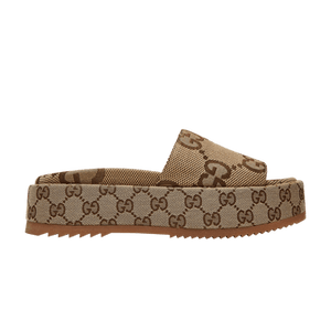 Gucci Wmns GG Lame Platform Slide Sandal 'Camel Monogram'