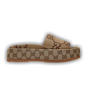 Gucci Wmns GG Lame Platform Slide Sandal 'Camel Monogram'