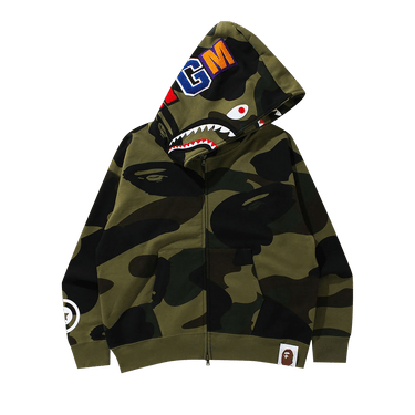 BAPE Giant 1st Camo Shark Loose Fit Full Zip Hoodie 'Green'