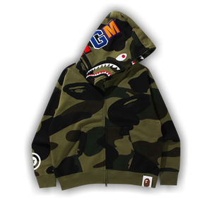 BAPE Giant 1st Camo Shark Loose Fit Full Zip Hoodie 'Green'