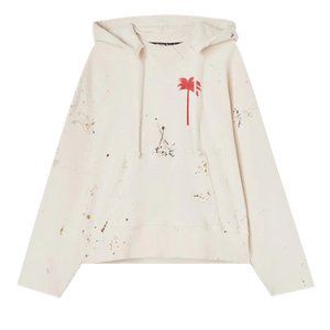 Palm Angels PxP Painted Raw Cut Hoodie 'Off White/Red'
