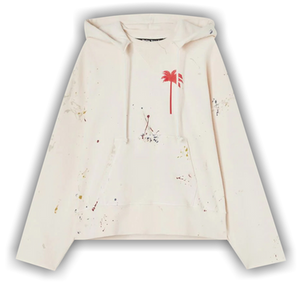 Palm Angels PxP Painted Raw Cut Hoodie 'Off White/Red'