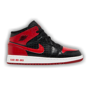 Air Jordan 1 Mid SS GS 'Black + Red = Bred'