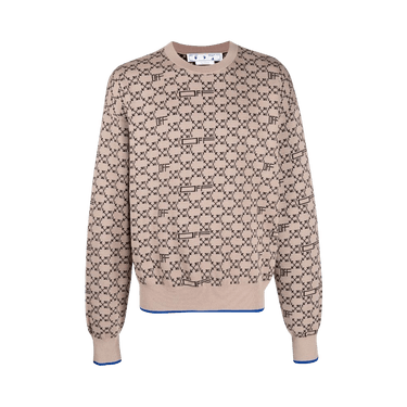 Off-White Monogram Allover Knit Crewneck 'Camel/Black'
