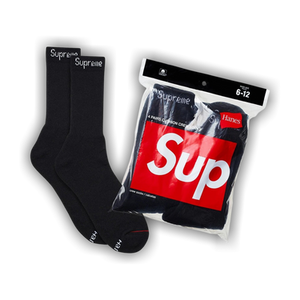 Supreme x Hanes Crew Socks (4 Pack) 'Black'