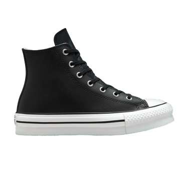 Converse Chuck Taylor All Star Lift Platform Leather High GS 'Black Natural Ivory'