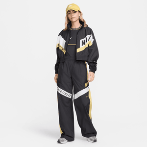 Nike Sportswear High-Waisted Pants 'Black/Light Crimson/White'