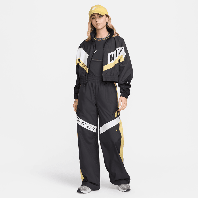 Nike Sportswear High-Waisted Pants 'Black/Light Crimson/White'