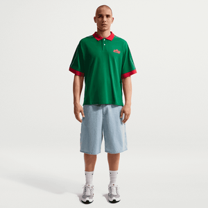 Nike Club Oversized Short-Sleeve Polo 'Pine Green/University Red/Sail'