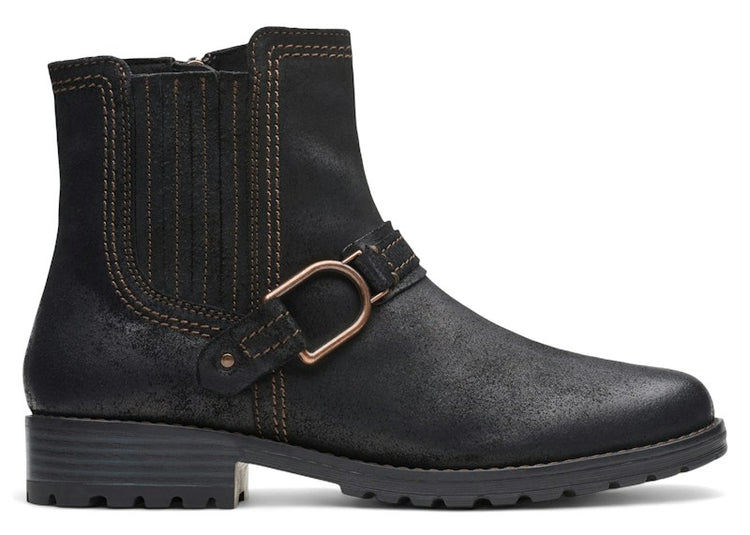 Clarks Aspra Buckle Black Suede (Women's) 26174952