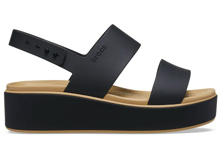 Crocs Brooklyn Low Wedge Cork Sandal Black Cashew (Women's) 211802-0RI