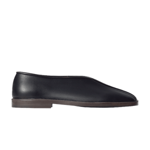 Lemaire Flat Piped Slipper 'Black Dark Chocolate'