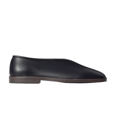 Lemaire Flat Piped Slipper 'Black Dark Chocolate'