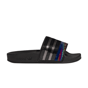 Adidas Adilette Slide J 'Black Sequined Rainbow'