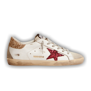 Golden Goose Wmns Superstar 'White Red Gold Glitter'