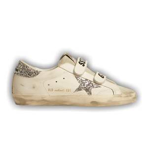 Golden Goose Wmns Old School 'White Silver Glitter'