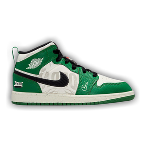 Air Jordan 1 Mid SE PS 'Pine Green/Black/Team Orange/Sail'