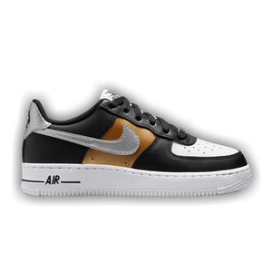 Nike Air Force 1 Low GS 'Black Gold Metallic Silver'
