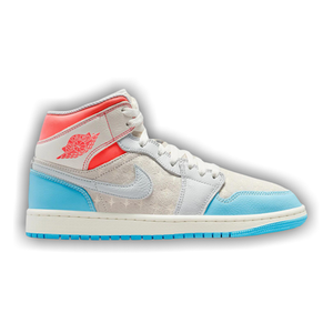 Wmns Air Jordan 1 Mid 'Sail Hot Lava Blue Chill'