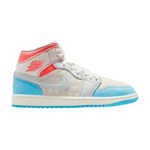 Wmns Air Jordan 1 Mid 'Sail Hot Lava Blue Chill'