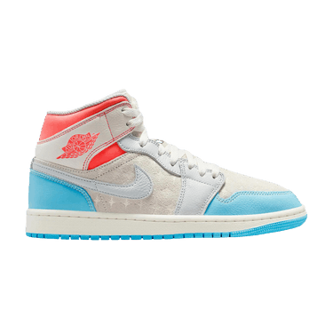 Wmns Air Jordan 1 Mid 'Sail Hot Lava Blue Chill'
