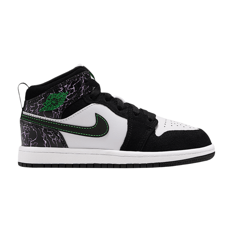 Air Jordan Jordan 1 Mid SE PS 'Black Summit White Laser Purple Scream Green' IX8096 001