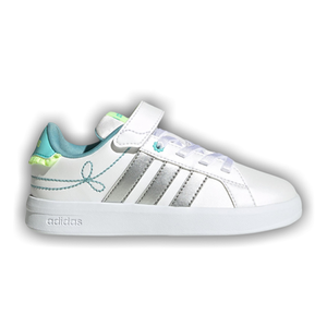 adidas Grand Court 3.0 Little Kid 'Cloud White Silver Metallic Flash Aqua'