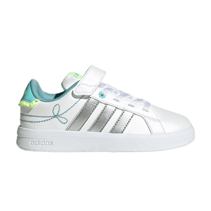 adidas Grand Court 3.0 Little Kid 'Cloud White Silver Metallic Flash Aqua'
