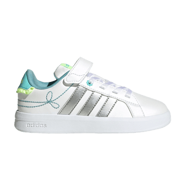 adidas Grand Court 3.0 Little Kid 'Cloud White Silver Metallic Flash Aqua'