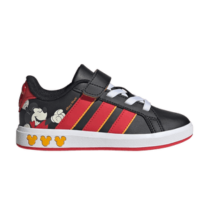 Disney Mickey Mouse x adidas Grand Court Little Kid 'Core Black Pure Ruby'