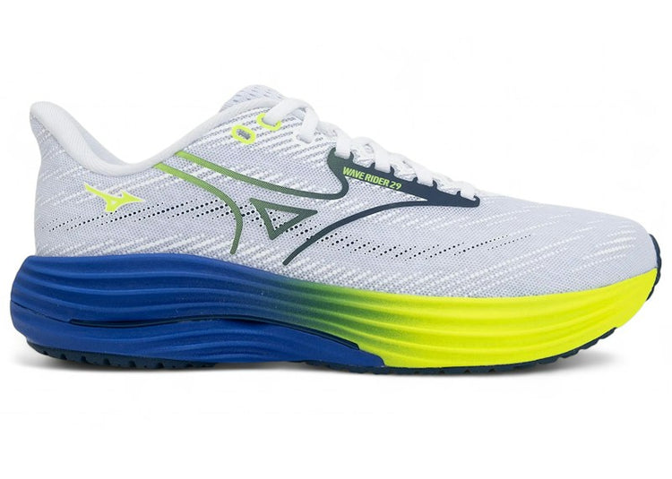 Mizuno Wave Rider 29 Estate Blue White Lighning Yellow J1GC250353
